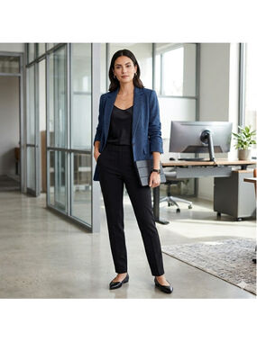 Loft Blue Roni Herringbone Knit & Lined Blazer Womens Size 14 Career